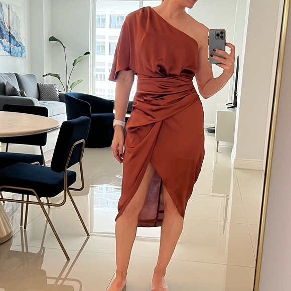 Dresses & Skirts - Copper one shoulder dress